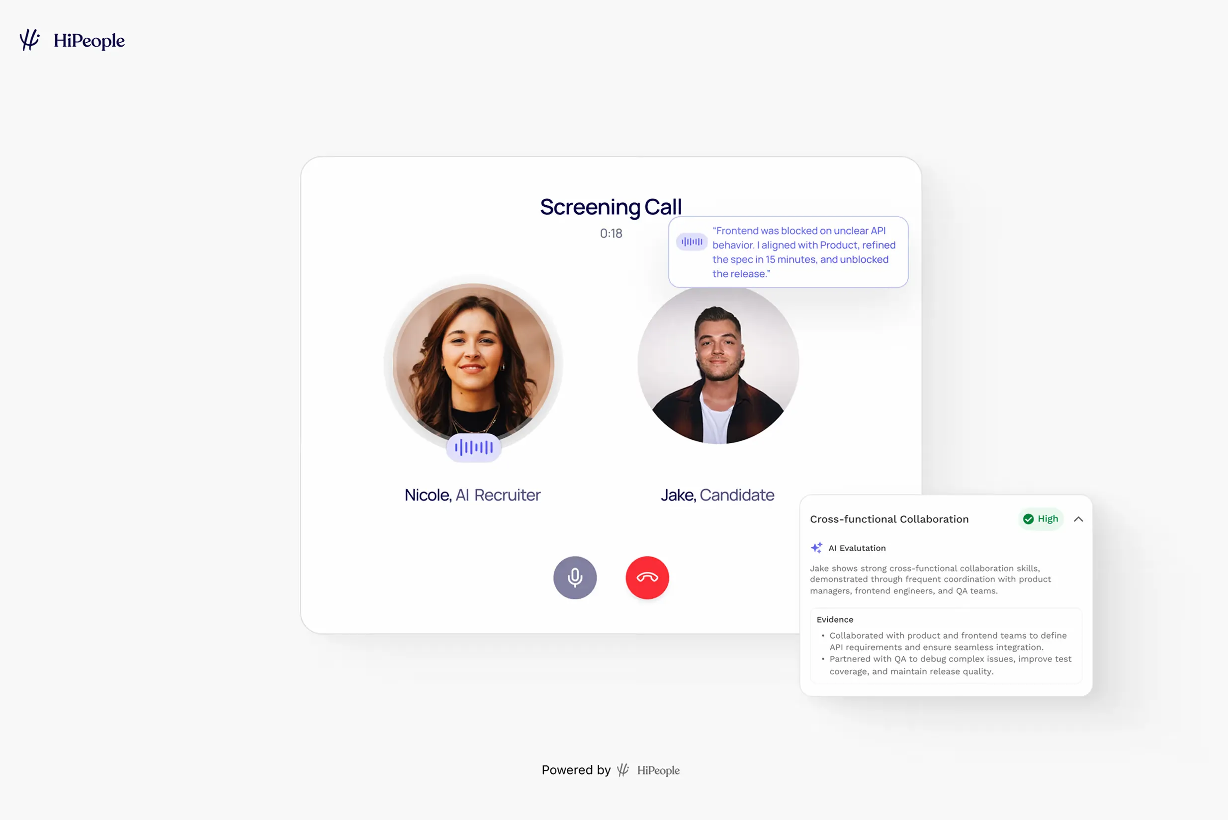 An AI screening call in progress.