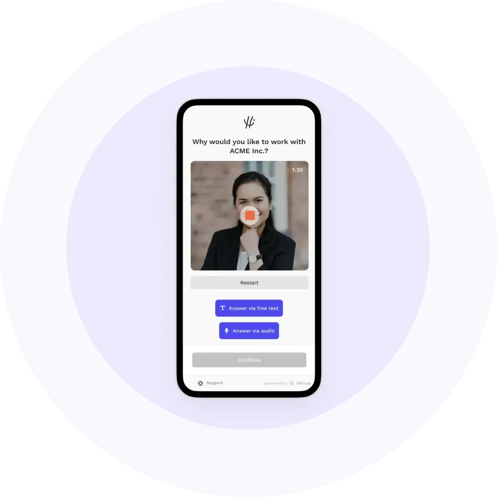 Erstellen benutzerdefinierter Videointerview-Fragen mit einem Drag-and-Drop-Assessment-Builder in HiPeople.